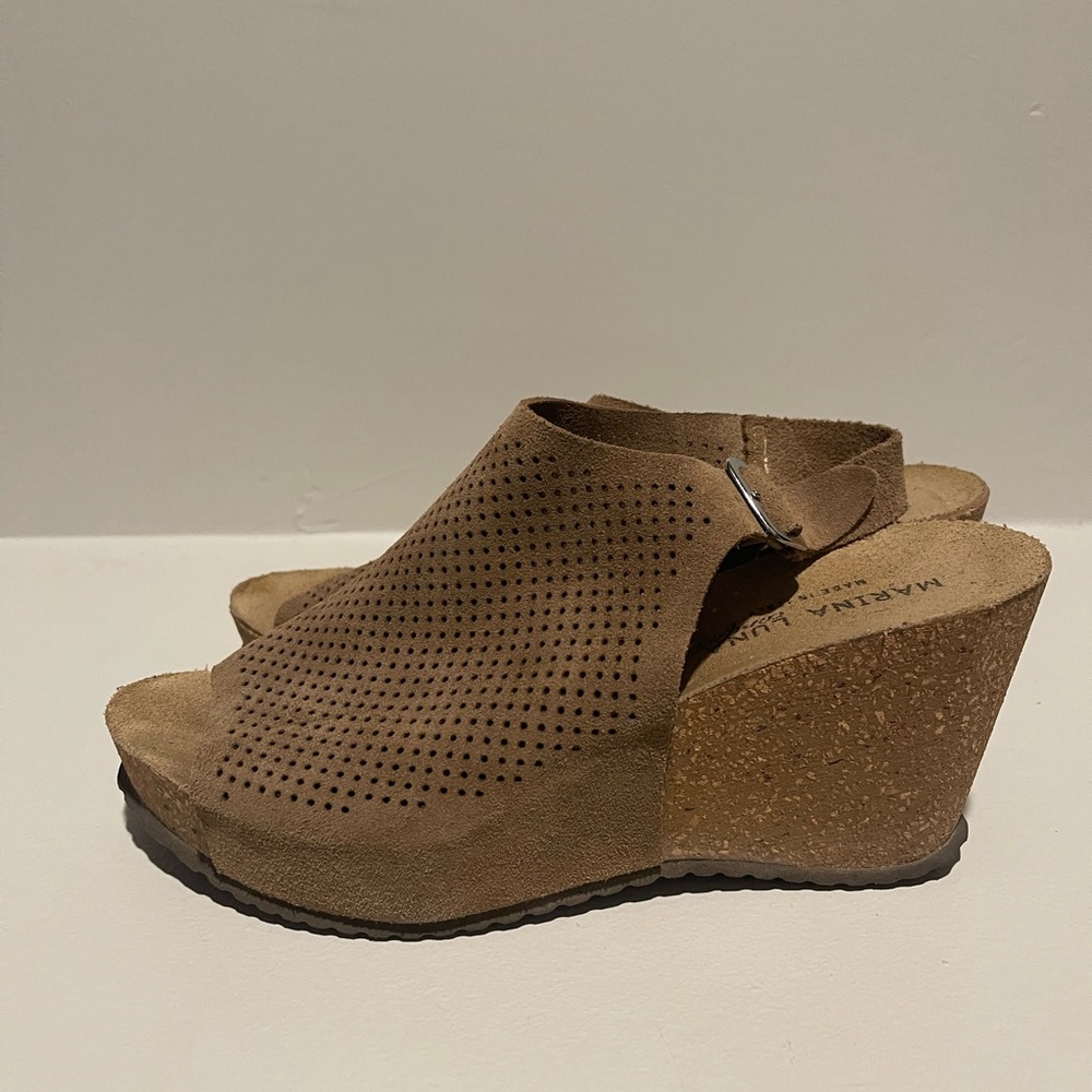 Marina Luna Comfort Tan Suede Wedges